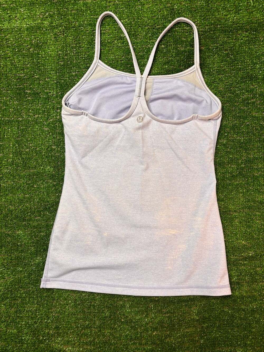 Lululemon Power Y Tank Top Light Blue Heathered Crossback Athletic Gym